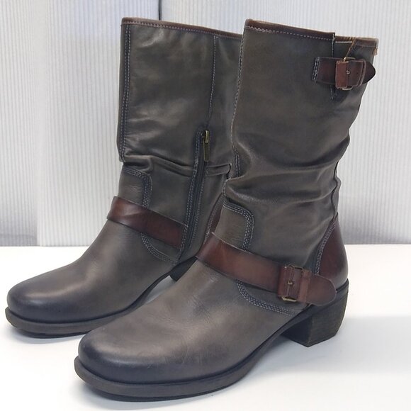 Pikolinos LeMans 838-9233 Moto Biker Mid-Calf Leather Boots Women US 9.5 Vintage - Picture 1 of 10